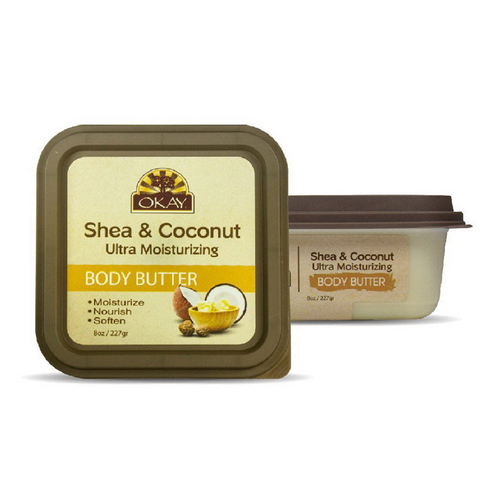 Okay Pure Natural Shea and Coconut Ultra Moisturizing Body Butter, 8 Oz
